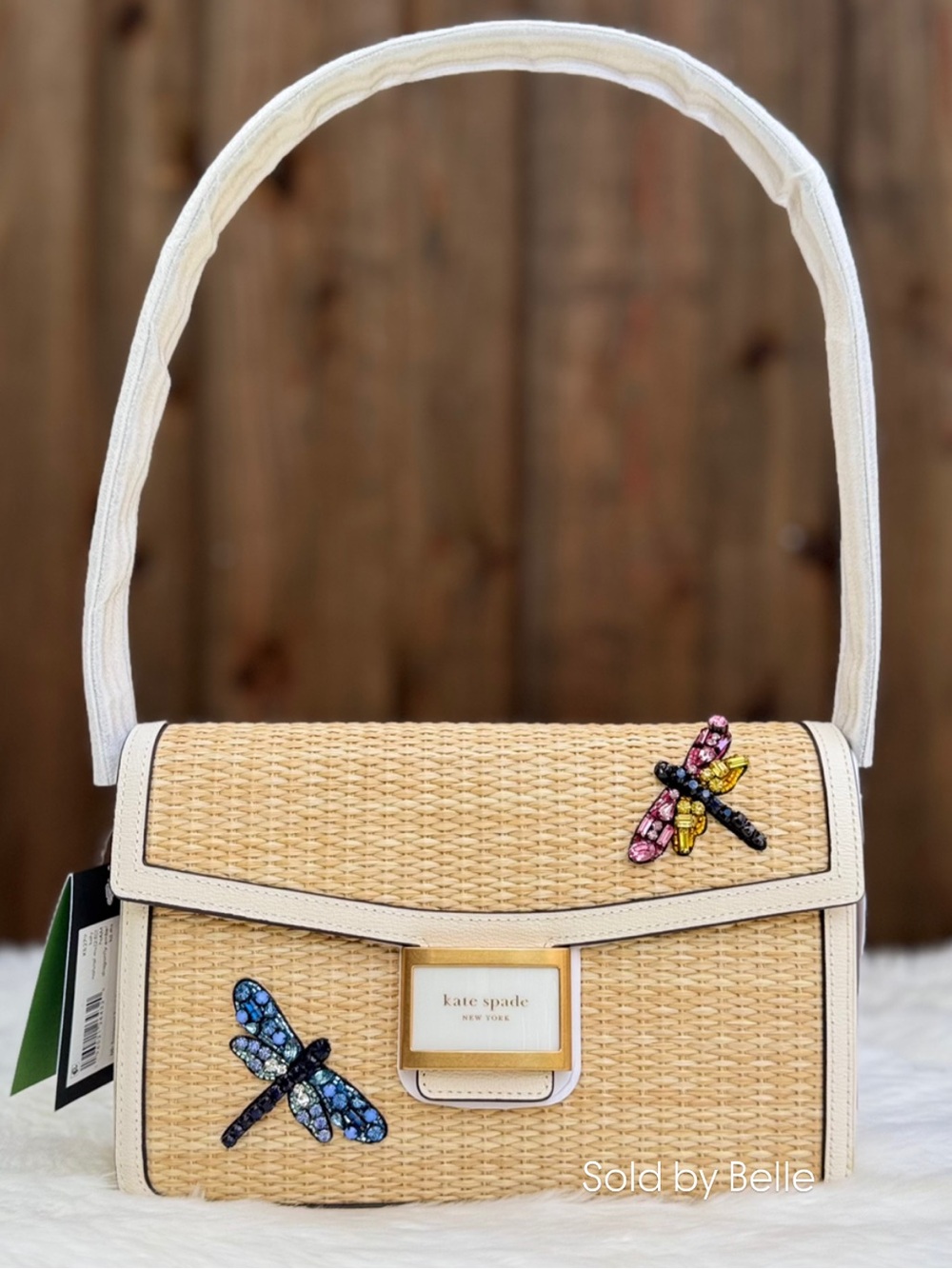 NWT Kate Spade Katy Dragonfly Embellished Straw